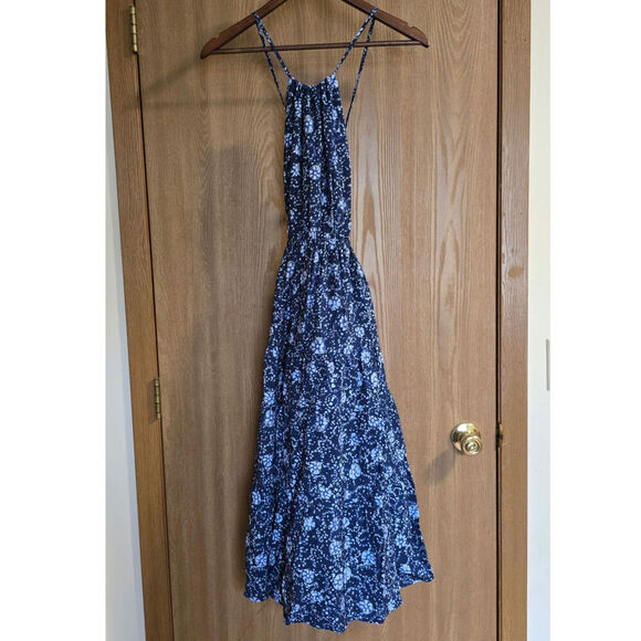 Madewell Cross-Back Halter Midi Medallion Dress - Picture 2 of 12